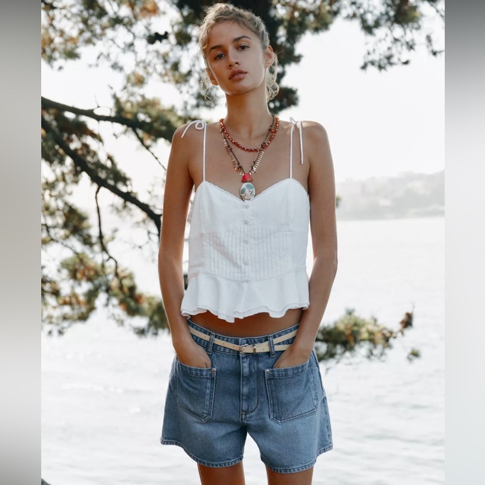 Zara belted denim shorts